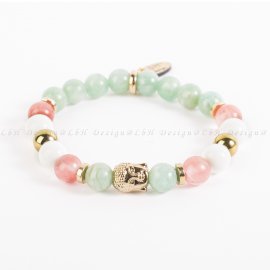 Amazonit – Málnakvarc – Kagyló – Arany Hematit - Buddha Arany