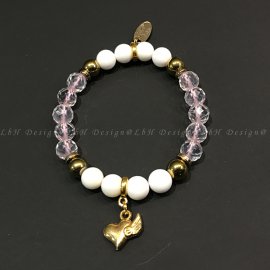 Fazettált Rózsakvrac - Arany hematit - Kagyló - L