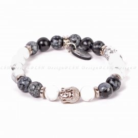 HÓPEHELY OBSZIDIÁN-HOWLIT - BUDDHA EZÜST