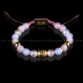 Rózsakvarc- Aqua Aura Kvarc - Kalcedon - Arany Hematit - Buddha 925 arany