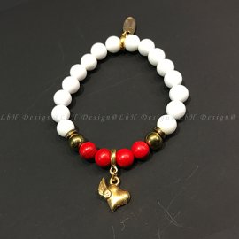 Kagyló - Arany Hematit - Vörös howlit - L'amour arany szív