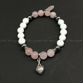 Rózsakvarc - Kagyló - Ezüst hematit - L'amour szív arany