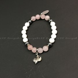 Rózsakvarc - Kagyló - Ezüst hematit - L'amour szív ezüst