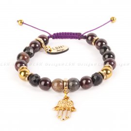 TURMALIN - GRÁNÁT - ARANY HEMATIT - FAZETTÁLT ÓNIX - ARANY MEDÁL FATIMA KEZE