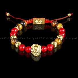 Vörös howlit - Arany hematit - Tigrisszem - Oroszlán 925 arany