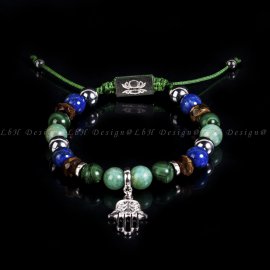Amazonite -Malachite - Faceted Tiger's Eye - Lapis Lazuli - Silver Hematite - Hand of fatima medalion Silver 925