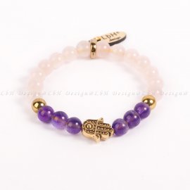 AMETISZT - ARANY HEMATIT - RÓZSAKVARC - FATIMA KEZE ARANY