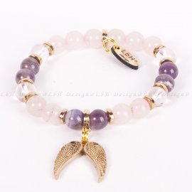 AMETISZT-RÓZSAKVARC-HEGYIKRISTÁLY - ANGYALSZÁRNY ARANY