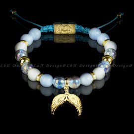 Aqua Aura Kvarc - Kalcedon - Kagyló - Arany Hematit - Angyalszárny 925 Arany