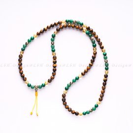 Aventurine-Malachite-Citrine-Gold Hematite-Privilege 925 Gold Traditional Mala