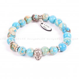 ÉGKÉK TENGERI ÜLEDÉK JASPIS - KOPONYA EZÜST