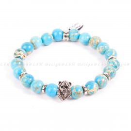 ÉGKÉK TENGERI ÜLEDÉK JÁSPIS - OROSZLÁN EZÜST