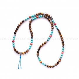 Silver Hematite-  Tiger's Eye-Turquenite-Orion Sea Sediment Jasper -Privilege 925 Silver Traditional Mala