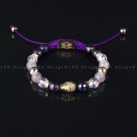 Fazettált Ametiszt-Fazettált Aqua Aura Kvrac-Rózsakvarc-Arany Hematit Buddha 925 Arany