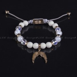 Fazettált Kagyló-Fazettált Aqua Aura kvarc-Holdkő-Arany Hematit Angyalszárny 925 Arany