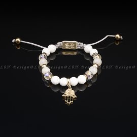 Faceted Shellfish - Moonstone - Faceted Aqua Aura Quartz - Golden Hematite - Hand of Fatima 925 gold