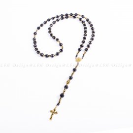 Faceted Onyx – Golden Hematite – Rosary 925 gold