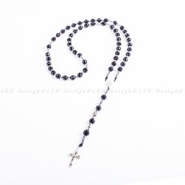 Faceted Onyx – Silver Hematite – Rosary 925 Silver