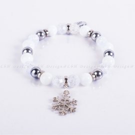 Fazettált Roppantott Hegyikristály-Ezüst Hematit-Kagyló - Ezüst Hópehely