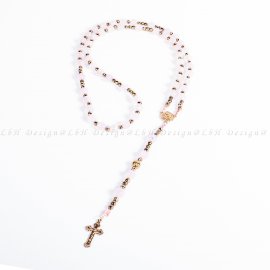 Faceted Rose Quartz – Golden Hematit – Rosary 925 Gold