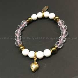 Fazettált Rózsakvrac - Arany hematit - Kagyló - L'amour szív arany