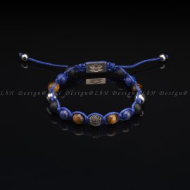 Faceted Tiger's Eye-Lapis Lazuli-Matte Onyx-Silver Hematite