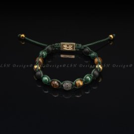 Faceted Tiger's Eye-Malachit-Matte Onyx-Golden Hematite