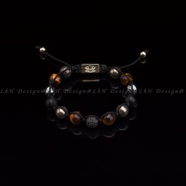 Faceted Tiger's Eye-Pyrite-Matte Onyx-Faceted Hematite-Privilege 925 