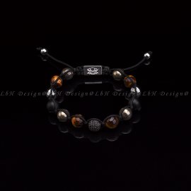 Faceted Tiger's Eye -  Pyrite -Matte Onyx-Faceted Hematite - Privilege 925 
