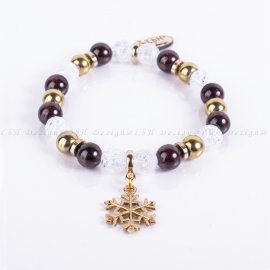 Gránát-Fazettált Roppantott Hegyikristály-Arany Hematit - Arany Hópehely