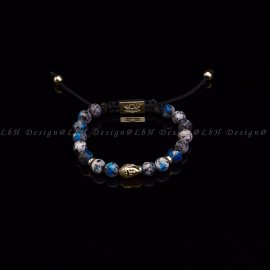 Granite-Golden Hematite-Lotus Buddha 925 Gold