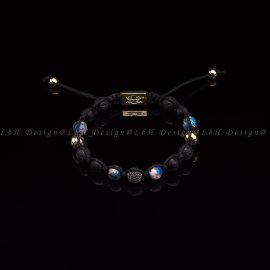 Granite-Faceted Matte Onyx-Lava Stone-Golden Hematite - Privilege 925 Lotus Gold
