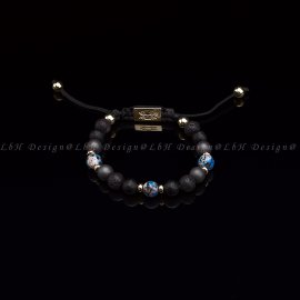 Granite-Lavastone-Faceted Matte Onyx-Golden Hematite-Privilege 925 Lotus  Gold