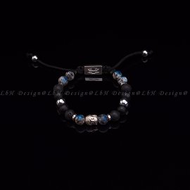 Granite-Lavastone-Faceted Matte Onyx-Silver Hematite-Privilege 925 Silver