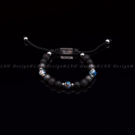 Granite-Lavastone-Faceted Matte Onyx-Silver Hematite-Privilege 925 Lotus Silver