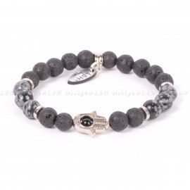 HÓPEHELY OBSZIDIÁN-LÁVAKŐ - FATIMA KEZE EZÜST