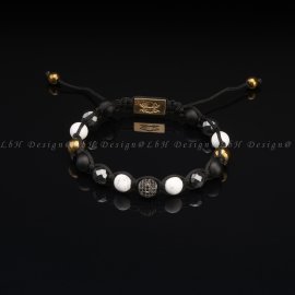 Howlite-Matte Ónyx-Faceted Hematite-Golden Hematite