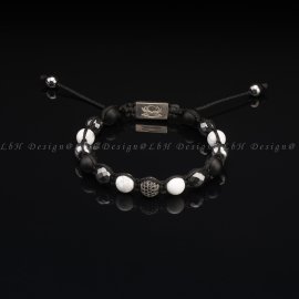 Howlite-Matte Ónyx-Faceted Hematite-Silver Hematite