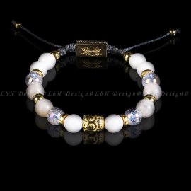 Kagyló - Aqua Aura Kvarc - Arany Hematit - Holdkő - Buddha 925 Arany