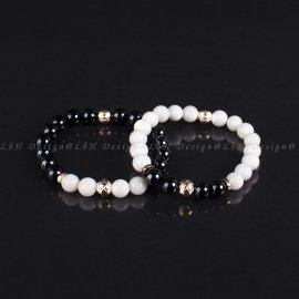 Kagyló-Ónix / Ónix Kagyló Forever 925 Arany Páros Karkötő