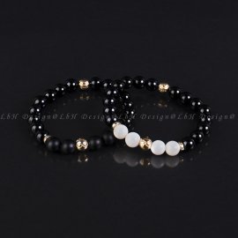 Kagyló-Ónix / Ónix-Matt Ónix Forever 925 Arany Páros Karkötő