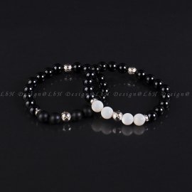 Kagyló-Ónix / Ónix-Matt Ónix Forever 925 Ezüst Páros Karkötő