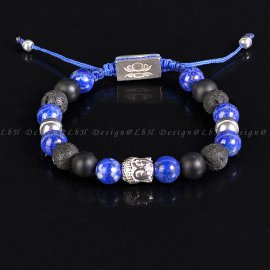 Lapis lazuli - Matt ónix - Lávakő - Ezüst hematit - Buddha 925