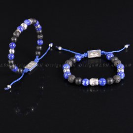 Lapis lazuli - Matt ónix - Lávakő - Ezüst hematit - Buddha 925 szett