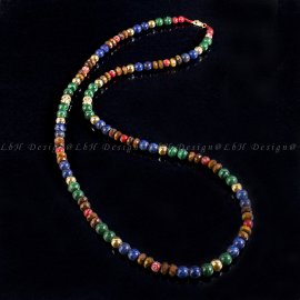 Lapis Lazuli – Malachite - Faceted Tiger's Eye - Orion Sea Sediment Jasper – Golden Hematite - Buddha Gold Necklace