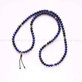 Lapis Lazuli-Matte Onyx-Onyx-Gold Hematite-Privilege 925 Gold Traditional Mala