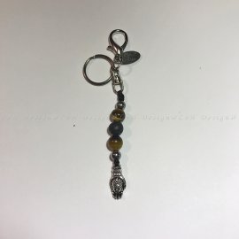 Lávakő - Ezüst hematit - Tigrisszem - Buddha tenyere Kulcstartó