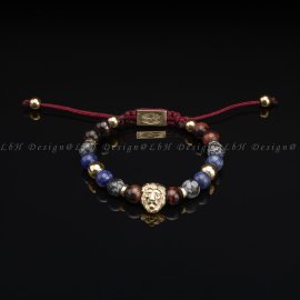 Cat’s Eye- Snowflake Obsidian- Lapis Lazuli-Golden Hematite - Lion 925 Gold