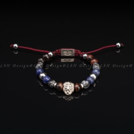 Cat’s Eye- Snowflake Obsidian- Lapis Lazuli-Silver Hematite - Lion 925