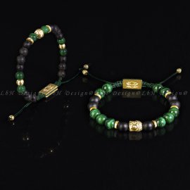 Malachit - Matt Ónix - Arany hematit - Lávakő - Fazettált Ónix - Buddha 925 szett arany